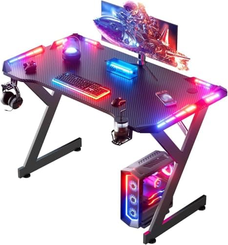 HLDIRECT 40in Gaming Desk with LED Lights