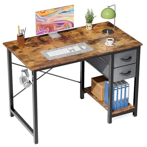 Sweetcrispy 40″ Computer Desk with Drawers