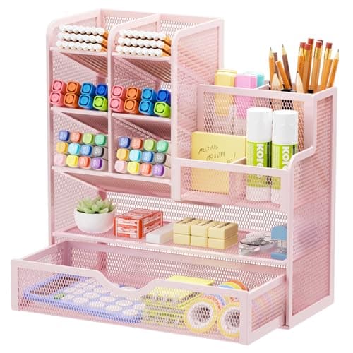 Marbrasse Mesh Desk Organizer with Drawer